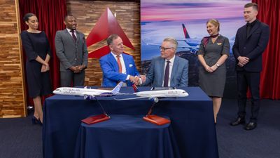 Delta Air Lines and Riyadh Air officials signed the agreement at Delta's World Headquarters in Atlanta.