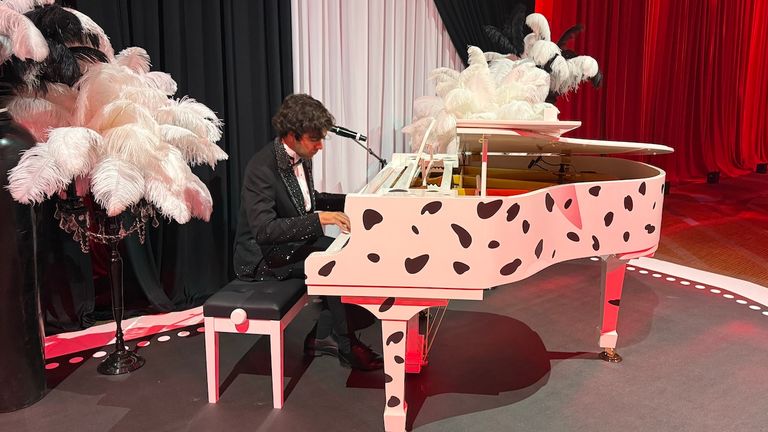 The focal point of De Vil’s (besides Cruella herself) will be a Dalmatian-spotted grand piano.