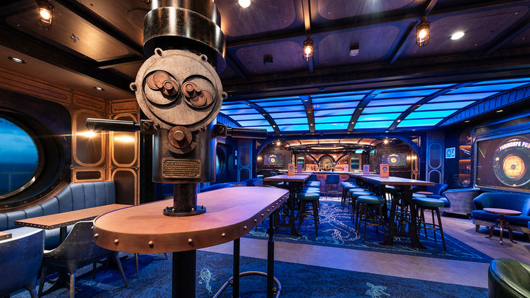 Periscope Pub is Inspired by 20,000 Leagues Under the Sea attractions at Disneyland Paris, Tokyo DisneySea, and Walt Disney World.