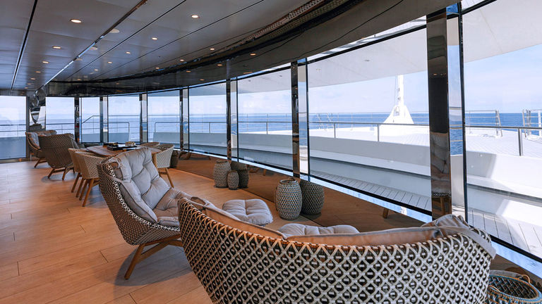 The ship’s Observation Lounge is a cozy space for guests.
