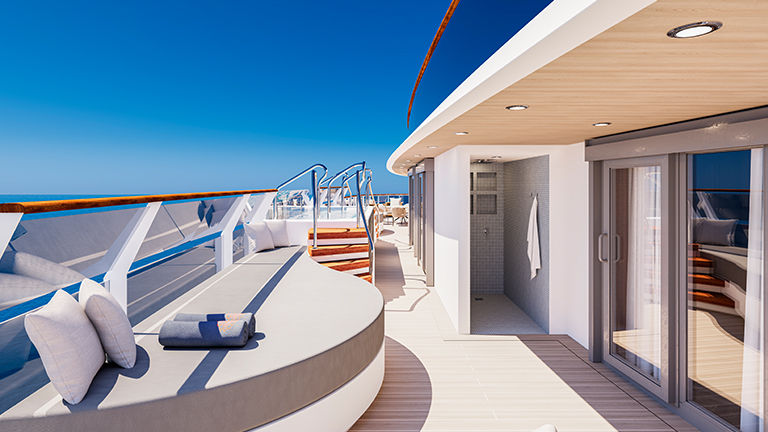 The Owner’s Residence will include a balcony that spans the length of the ship.