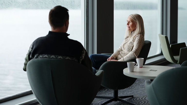 The ship offers multiple viewing spaces.