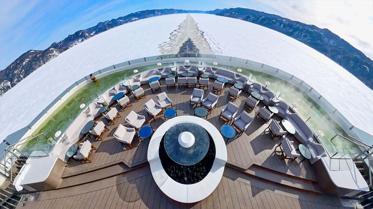 The ship’s Blue Lagoon area has a heated pool.