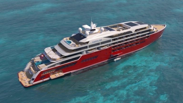 A rendering of Norwegian Yacht Voyages' ultra-luxury ship Caroline.