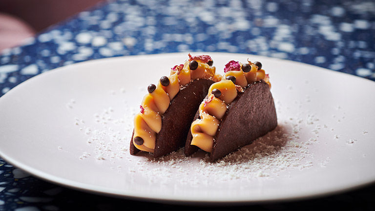 The chocolate tacos are a highlight at Pink Agave.