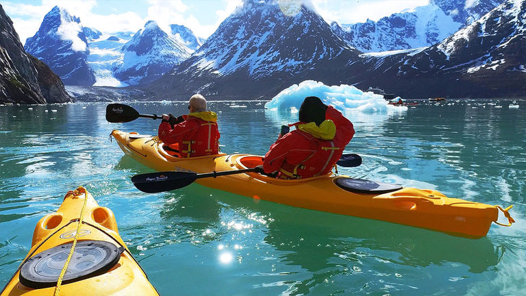 Off-ship activities include kayaking.