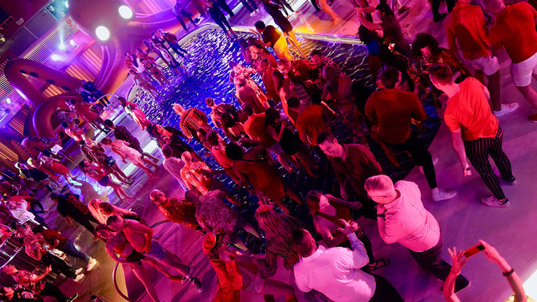 The pool party is a signature event onboard.