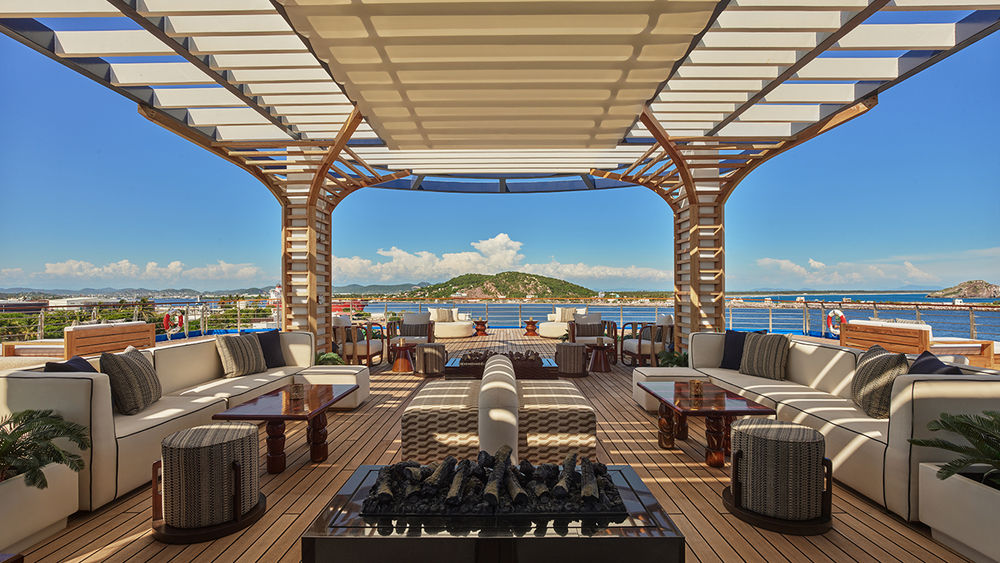 All guest spaces onboard the ship have been entirely redesigned with a contemporary, residential-inspired aesthetic.