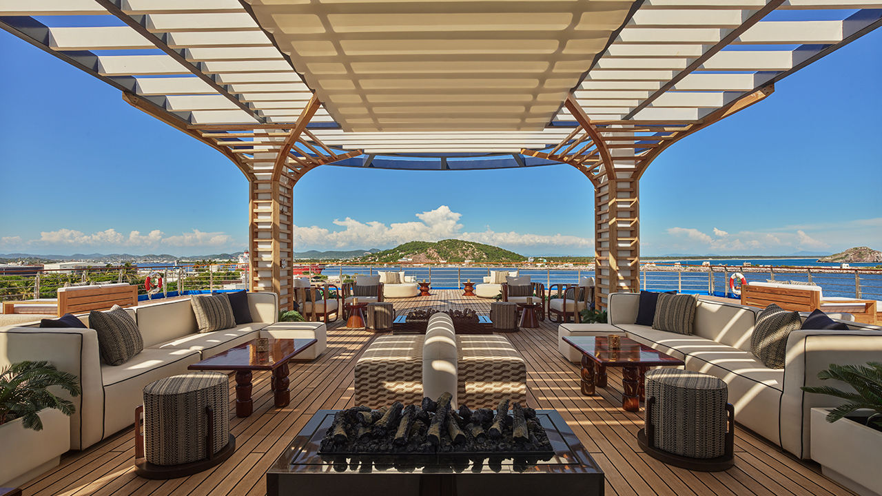 All guest spaces onboard the ship have been entirely redesigned with a contemporary, residential-inspired aesthetic.
