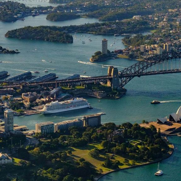 A Viking ocean ship in Australia’s Sydney Harbor