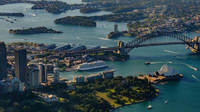 A Viking ocean ship in Australia’s Sydney Harbor