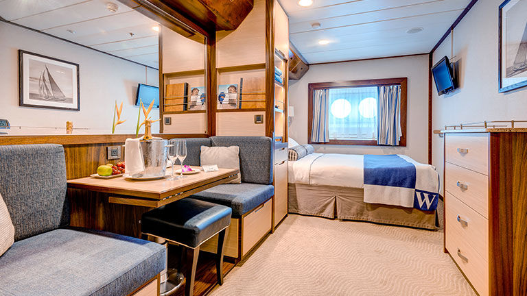 A stateroom onboard Wind Spirit