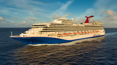 Carnival Sunshine Sails the Open Ocean.