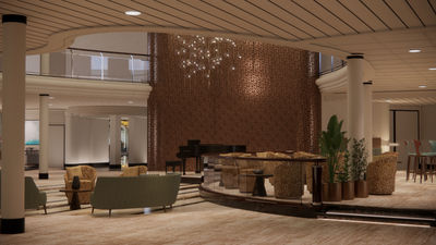 Crystal Symphony will reimagine its atrium including the removal of the existing water feature.