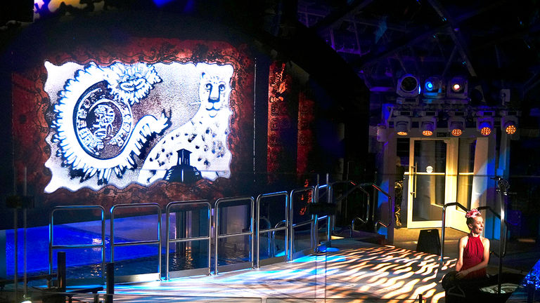 In The Dome, sand art is displayed overhead.