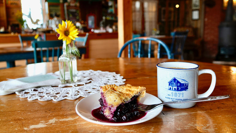 On a shore excursion in Silver Islet, the writer enjoyed a slice of local pie.