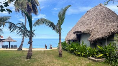 Castaway Island, Fiji, offers on-the-beach accommodations that sleep up to 10 people.