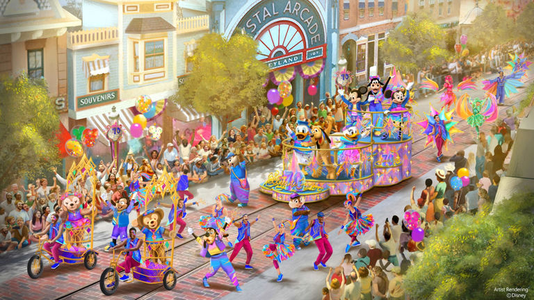 A new character cavalcade called “Mickey and Friends Celebrate Happy!” will celebrate seven decades of happiness.