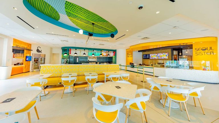 The new Parkside Market food hall features three unique dining locations on the ground floor.