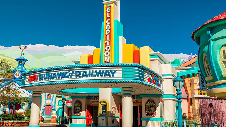 A unique feature of Mickey & Minnie's Runaway Railway is that it takes place in Mickey's hometown movie theater.