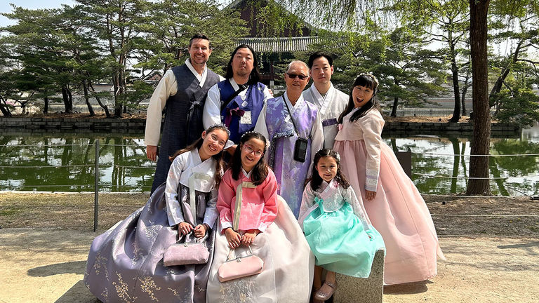 The author’s family in traditional South Korean dress.