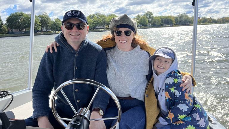The writer and her family on a rentable GoBoat