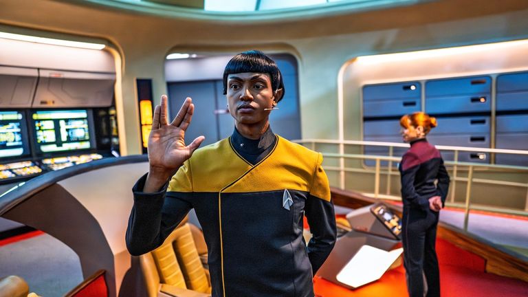 The original set of the Picard-era Enterprise NCC-1701-D from “Star Trek” was used for the Star Trek: Red Alert attraction.