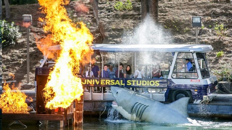 Clients can celebrate the 50th anniversary of “Jaws” with a visit to the Jaws Lake attraction on the studio tour.