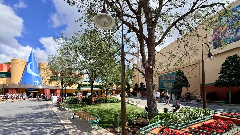 The new Walt Disney Studios Courtyard features landmarks from the company's Burbank studio lot.