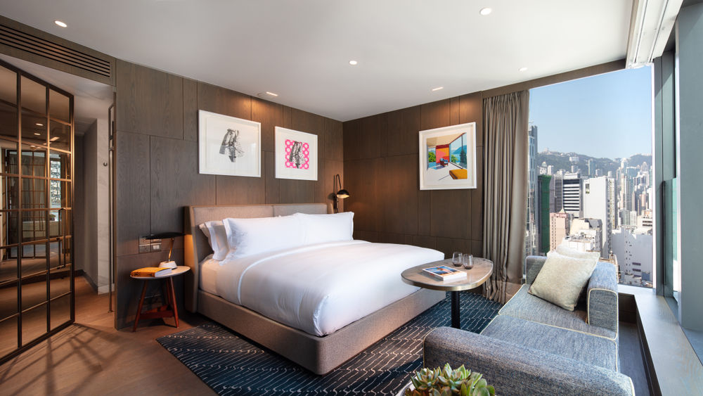 Guestrooms feature city views.