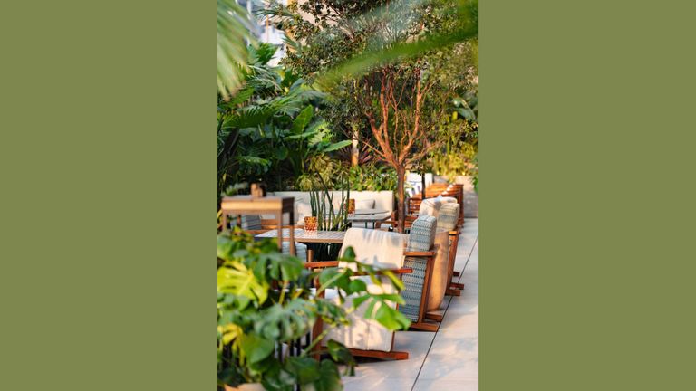 There’s a popular terrace for drinks and dinner.
