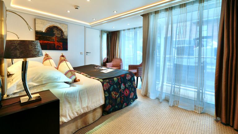 AmaViola’s staterooms feature twin balconies and spacious layouts designed for river views.