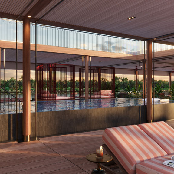 AmaMaya will showcase a tranquil pool deck.