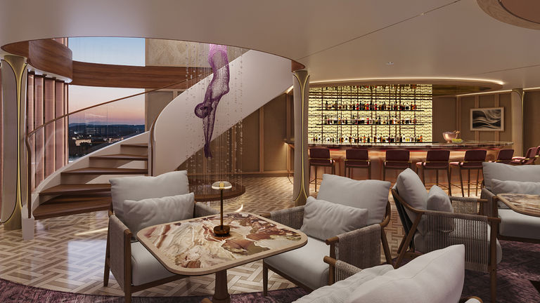 Rendering of interior lounge and bar