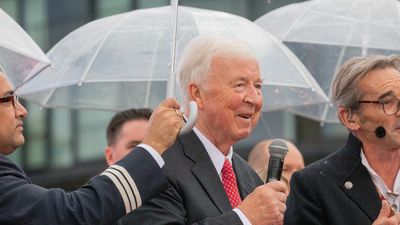 Torstein Hagen celebrates Viking's 100th ship in Basel, Switzerland