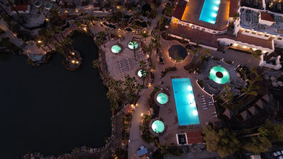 The resort features more than 40 pools, and is located between Los Angeles and San Diego in Southern California.