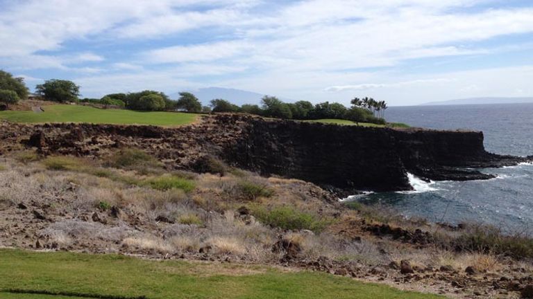One of the interesting features of the Challenge at Manele are the high cliffs overlooking the ocean. // (c) 2013 Kenneth Shapiro