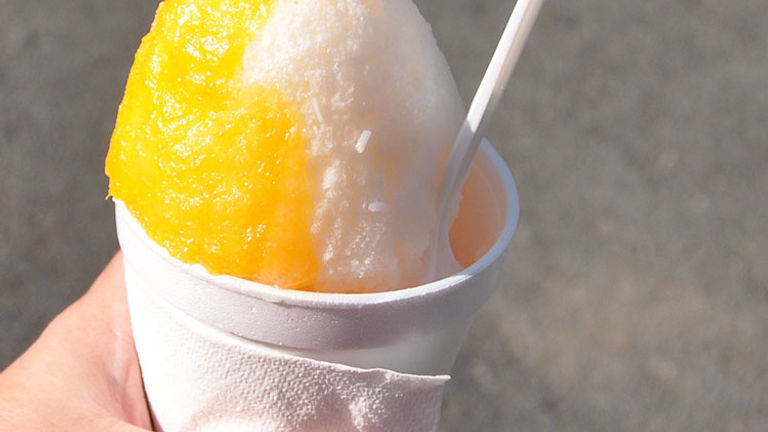 Coconut and pineapple piragua, a shaved snow variation popular in Puerto Rico  // © 2014 Creative Commons user kevharb