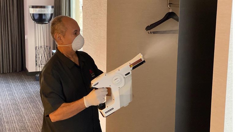Marriott is slated to launch new technology such as electrostatic sprayers with hospital-grade disinfectant.
