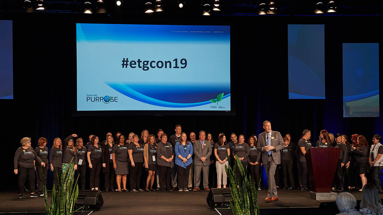 David Harris, CEO of Ensemble Travel Group, on stage at the consortium’s 2019 International Conference