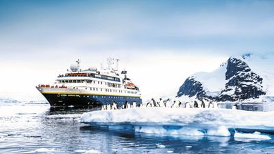 A National Geographic-Lindblad Expeditions ship in Antarctica