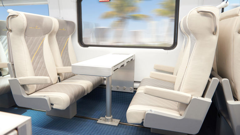 Brightline passengers can book seats in the rail operator’s premium or economy classes.