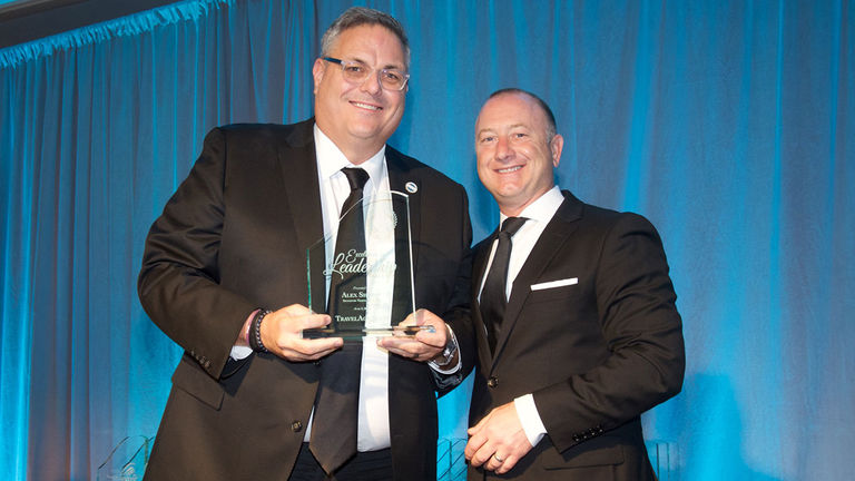 Signature’s Alex Sharpe (left) and Anthony Carnevale of Northstar Travel Group at the WAVE Awards