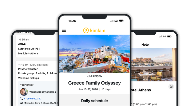 Travelers can easily access their itineraries and booking confirmations on the Kimkim app.