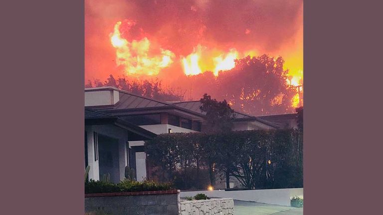 Antoinette Delio saw the Palisades fire from across the street as she was leaving her home.