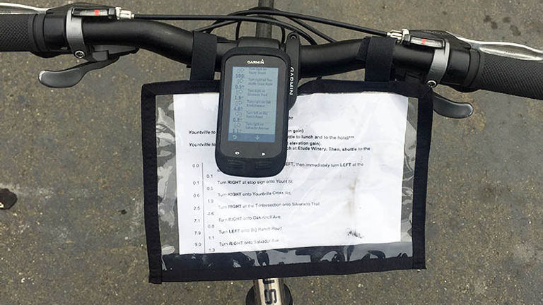 The tour operator provides each client with a Garmin Edge Explore 1000 and a supplementary paper map. // © 2016 Valerie Chen