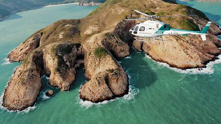 Peninsula Hong Kong can take its guests onboard the hotel helicopter, offering views of Hong Kong Global Geopark. // © 2014 The Peninsula Hotels