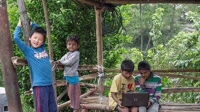 One of the best parts of trekking Annapurna is walking through villages and meeting local children. // © 2015 Mindy Poder