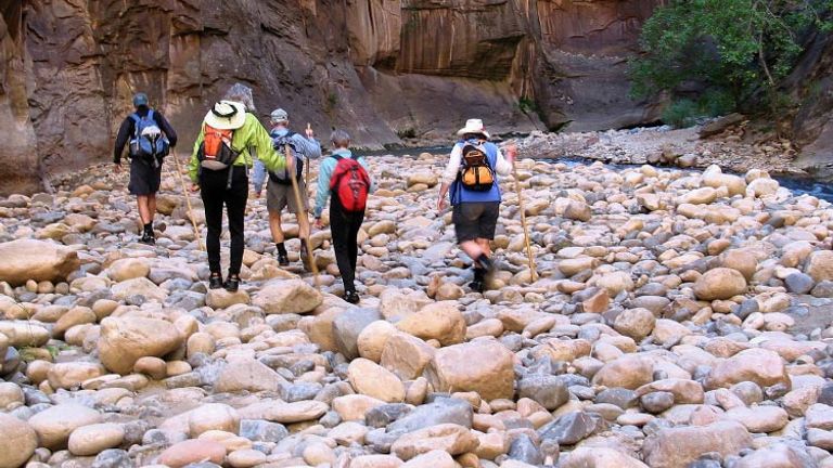 On Bicycle Adventures’ trips, such as this one in Zion National Park, clients hike and bike. // © 2016 Bicycle Adventures