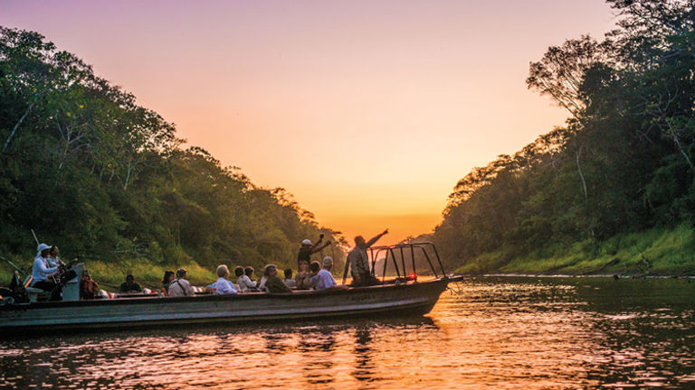 Lindblad Expeditions-National Geographic offers skiff rides at dawn on the Amazon River. // © 2017 Lindblad Expeditions